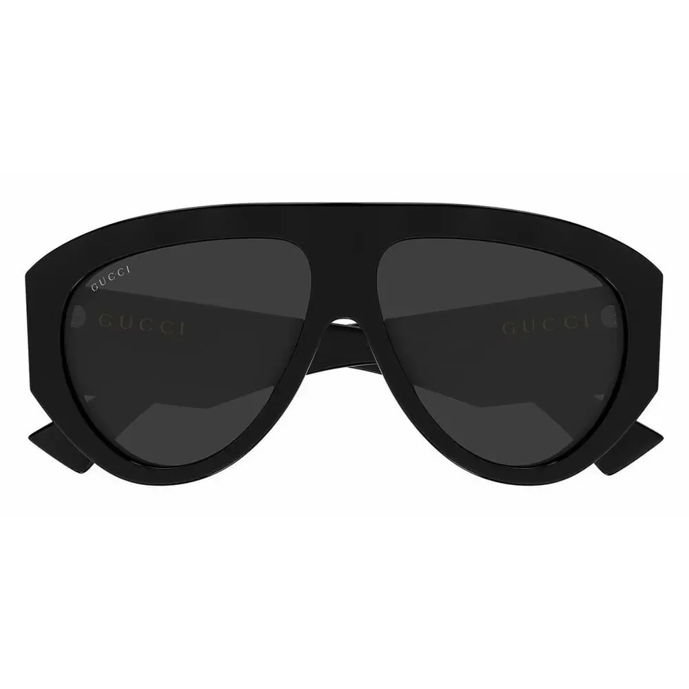 GUCCI GG2128S 001 Black Silver Dark Grey Unisex Sunglasses Large AUTHENTIC